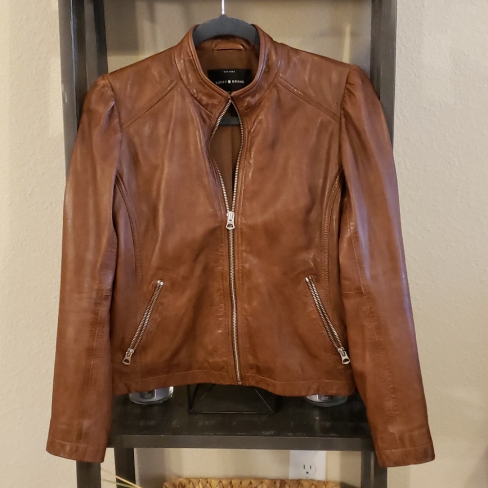 Lucky Brand Cognac Leather Jacket